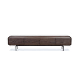 Bohne TV Unit in dark grey elm veneer with curved edges – a modern media console designed for stylish living rooms.
